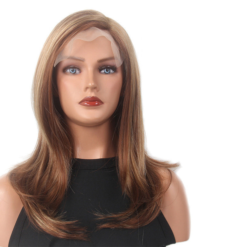 613 imported silk wig gradient lace wig European and American female lace headpiece long hair forehead lace hand hook wig