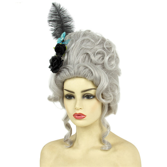 Export-Exclusive Medieval Vintage Top Hat Festival Costume Ball Premium Wig Set Halloween Wig