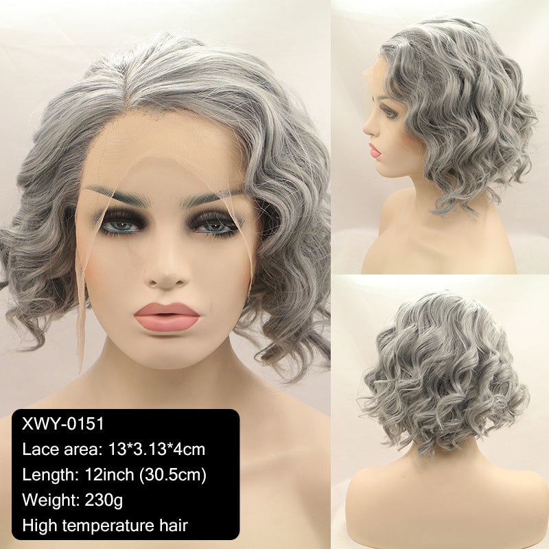 Export Bestseller to Europe & America 13_4 Lace Wig Hand-Crocheted 35cm Short Curly Women's Hand-Crocheted Synthetic Red Wig Factory Price