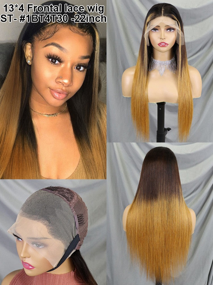 13x4 Full Frontal ST Human Wig Cross Border Real Hair