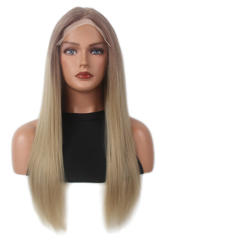 613 imported silk wig gradient lace wig European and American female lace headpiece long hair forehead lace hand hook wig