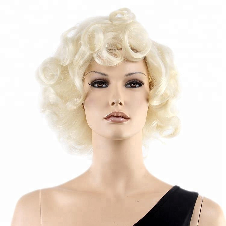 British Golden Retro Black Brown Marilyn Monroe Wig Female