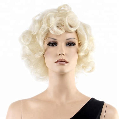 British Golden Retro Black Brown Marilyn Monroe Wig Female