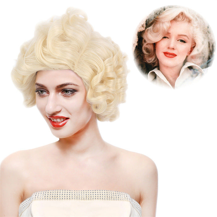 British Golden Retro Black Brown Marilyn Monroe Wig Female