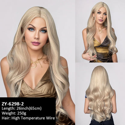 Wig Simulation Hairline Female Group Anchor 60cm Slightly Curly Long Red