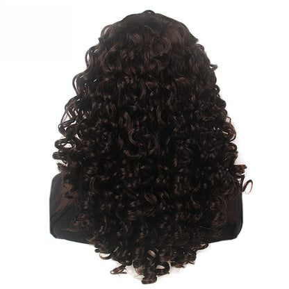 Wavy curls Hong Kong style wig long curls retro wool curls brown women's wig