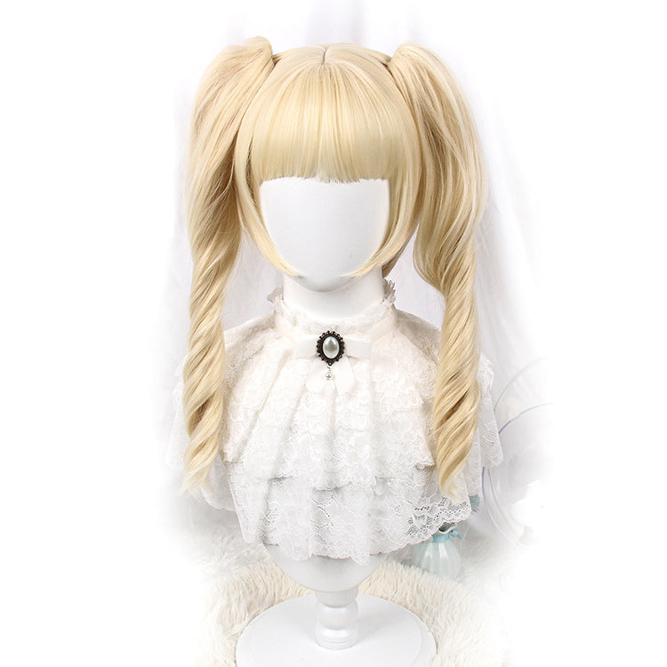 Lolita wig female long hair golden bangs Lolita Roman curls fried dough stick curls without bow wig headpiece
