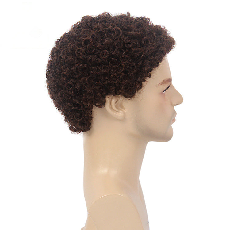 Exported to the U.S.: Kanikaren Synthetic Fiber Wig Cap for Overseas African-Style Men's Short Curly Buzz Cut Wig