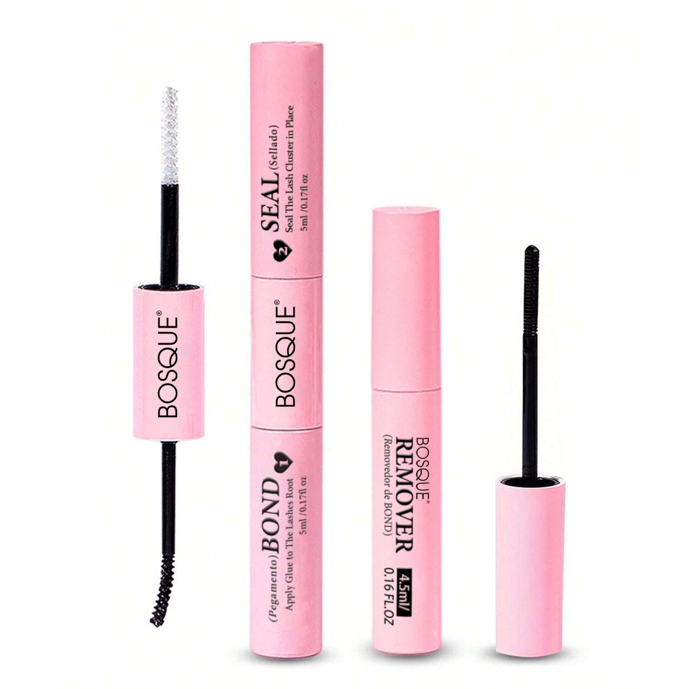 BOSQUE Beauty Double Ended Eyelash Glue and Remover Kit Waterproof Long Lasting Quick Drying No Clump Hypoallergenic Non Irritating Easy to Use for Beginners Daily Wedding Travel Essential