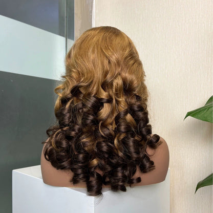 Wig 13 * 4 Loose Bouncy Black Ladies Color Big Wave Long Curly Hair Head Covering Real Hair