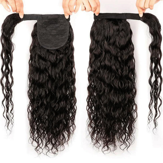 Real Hair Real Hair Wig Water Wave Ponytail velcro Ponytail
