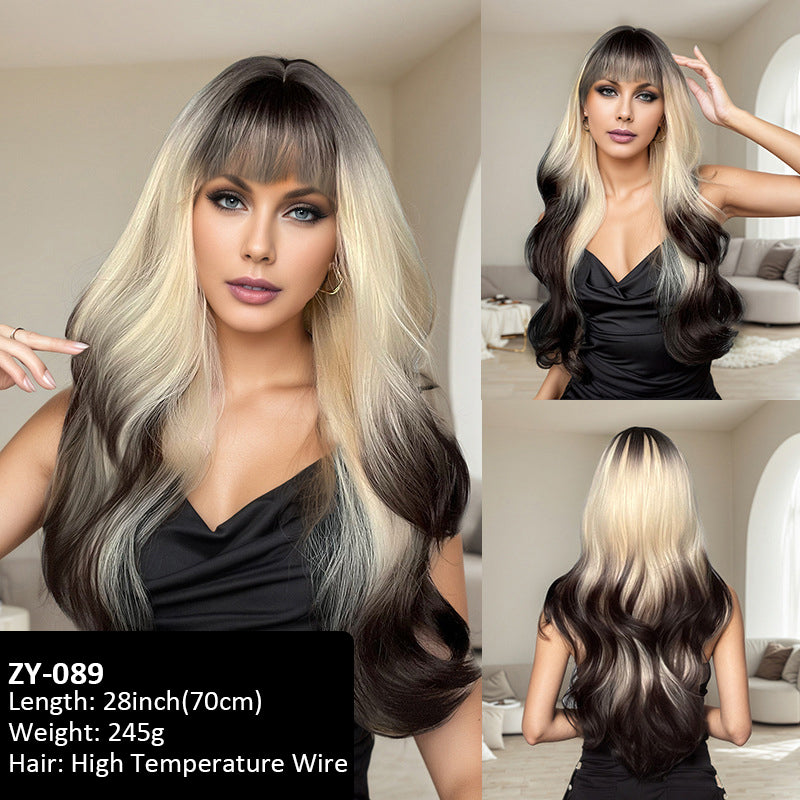 Wig Full Head Wig Full Head Bangs Pick Dye Girl Group Wig