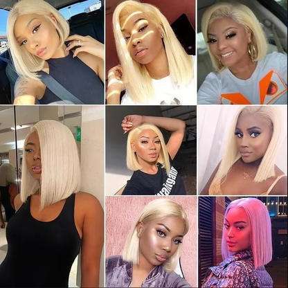 Straight Bob Wig 613 Blonde Human Hair 13x4 Lace Front Natural Looking Short Wig 200% Density BOSQUE Beauty