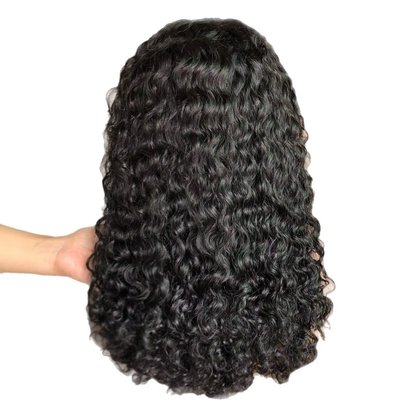 Small Curly Human Hair Lace Front Wig 13x4 Middle Part 200% Density Natural Black Tightly Curled Hair BOSQUE Beauty