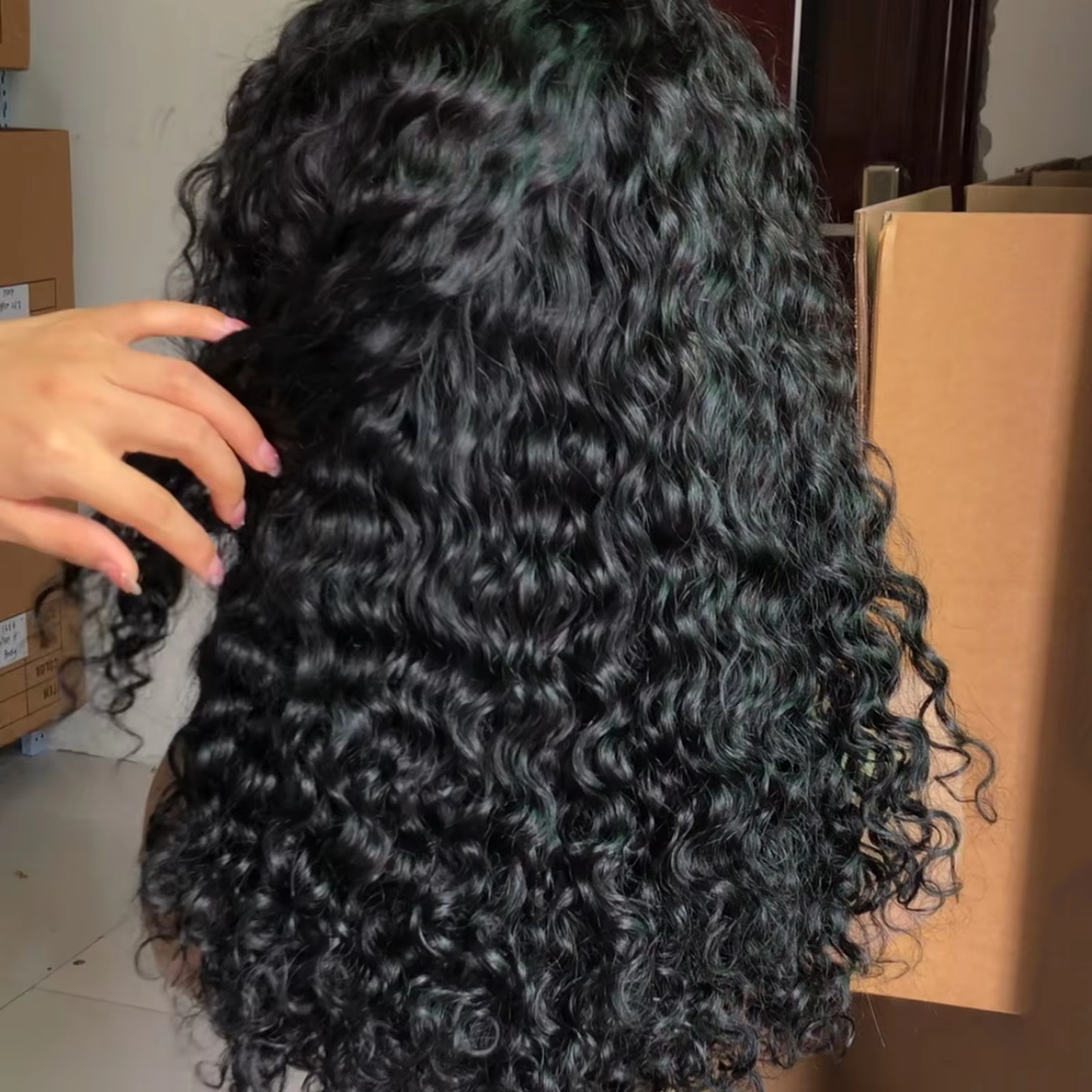 Small Curly Human Hair Lace Front Wig 13x4 Middle Part 200% Density Natural Black Tightly Curled Hair BOSQUE Beauty