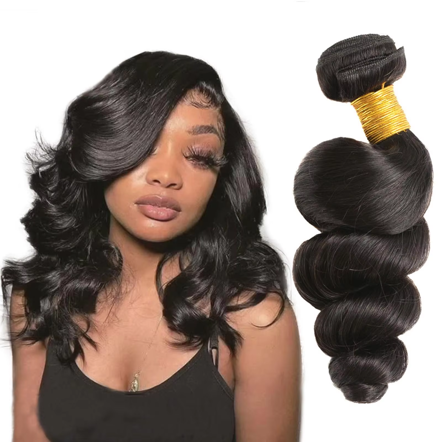 Loose Wave Human Hair Weft - 100% Virgin Hair Natural Black Color for Women BOSQUE Beauty