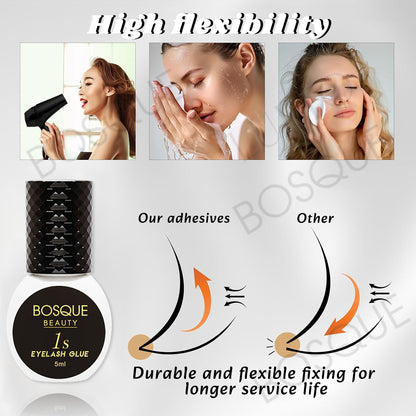 Pegamento para extensiones de pestañas, secado en 1 segundo, color negro, resistente al agua, solo para uso profesional.