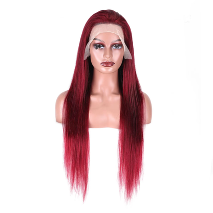 Burgundy Straight Human Hair Lace Front Wig 13x4 200% Density Long Hair Pre Plucked HD Lace Glueless BOSQUE Beauty
