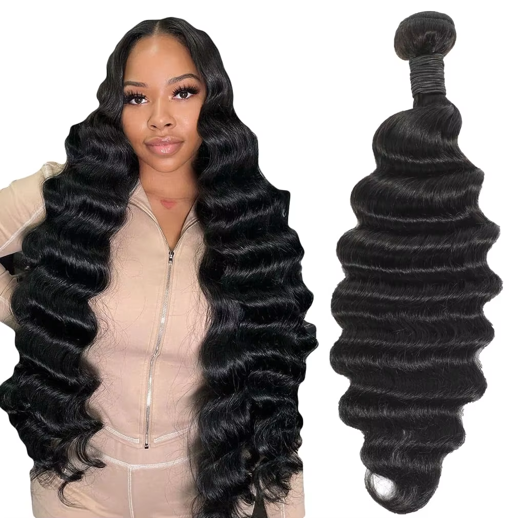 Premium Deep Loose Wave Human Hair Weft - 100% Unprocessed Virgin Hair Natural Black Can Be Dyed & Permed BOSQUE Beauty