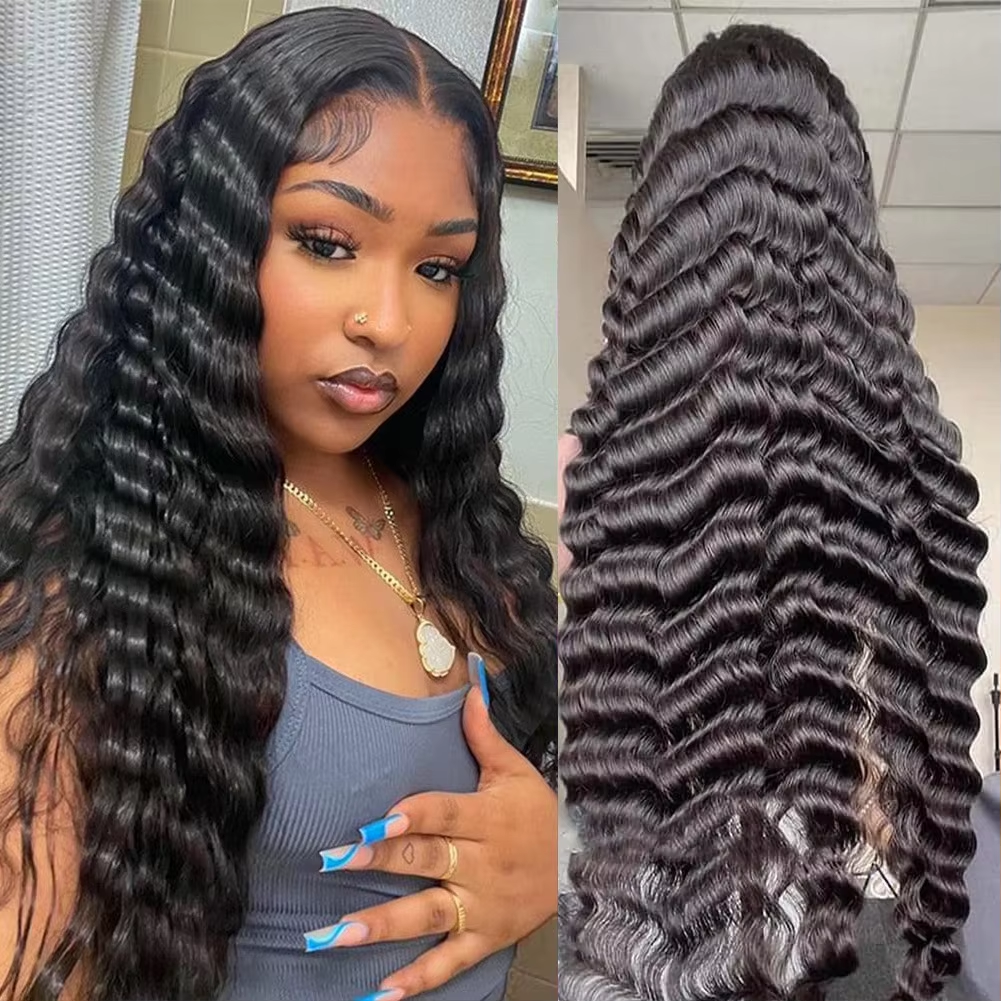 200% High Density 13x4 Lace Front Wig Deep Wave Human Hair Brown Pre Plucked HD Lace Glueless BOSQUE Beauty