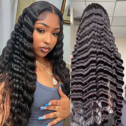 200% High Density 13x4 Lace Front Wig Deep Wave Human Hair Brown Pre Plucked HD Lace Glueless BOSQUE Beauty