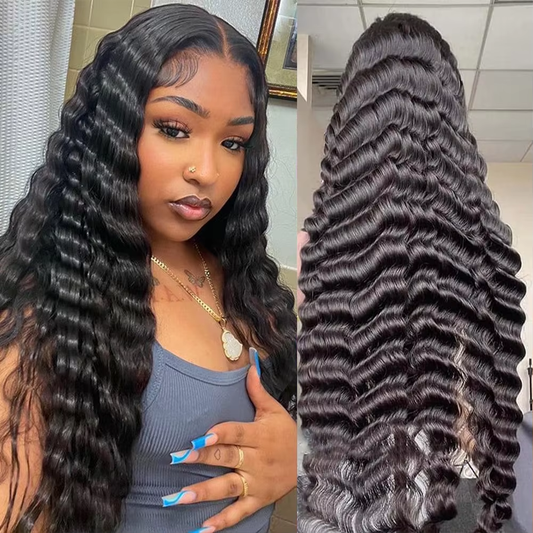 200% High Density 13x4 Lace Front Wig Deep Wave Human Hair Brown Pre Plucked HD Lace Glueless BOSQUE Beauty