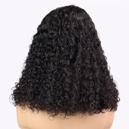 200% Density Short Curly Wig Human Hair 13x4 HD Lace Closure Pixie Style Natural Black BOSQUE Beauty