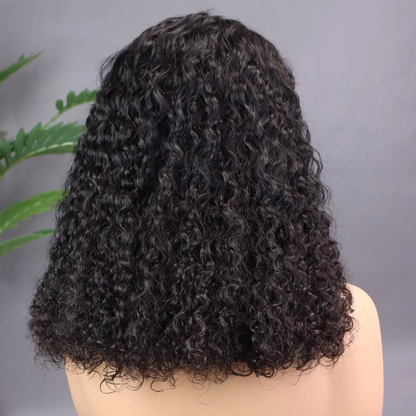 200% Density Short Curly Wig Human Hair 13x4 HD Lace Closure Pixie Style Natural Black BOSQUE Beauty
