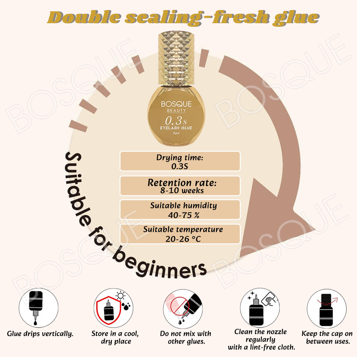 Eyelash Extension Glue 0.3 Second Drying  Black Waterproof Lash Adhesive for Professional USE ONLY