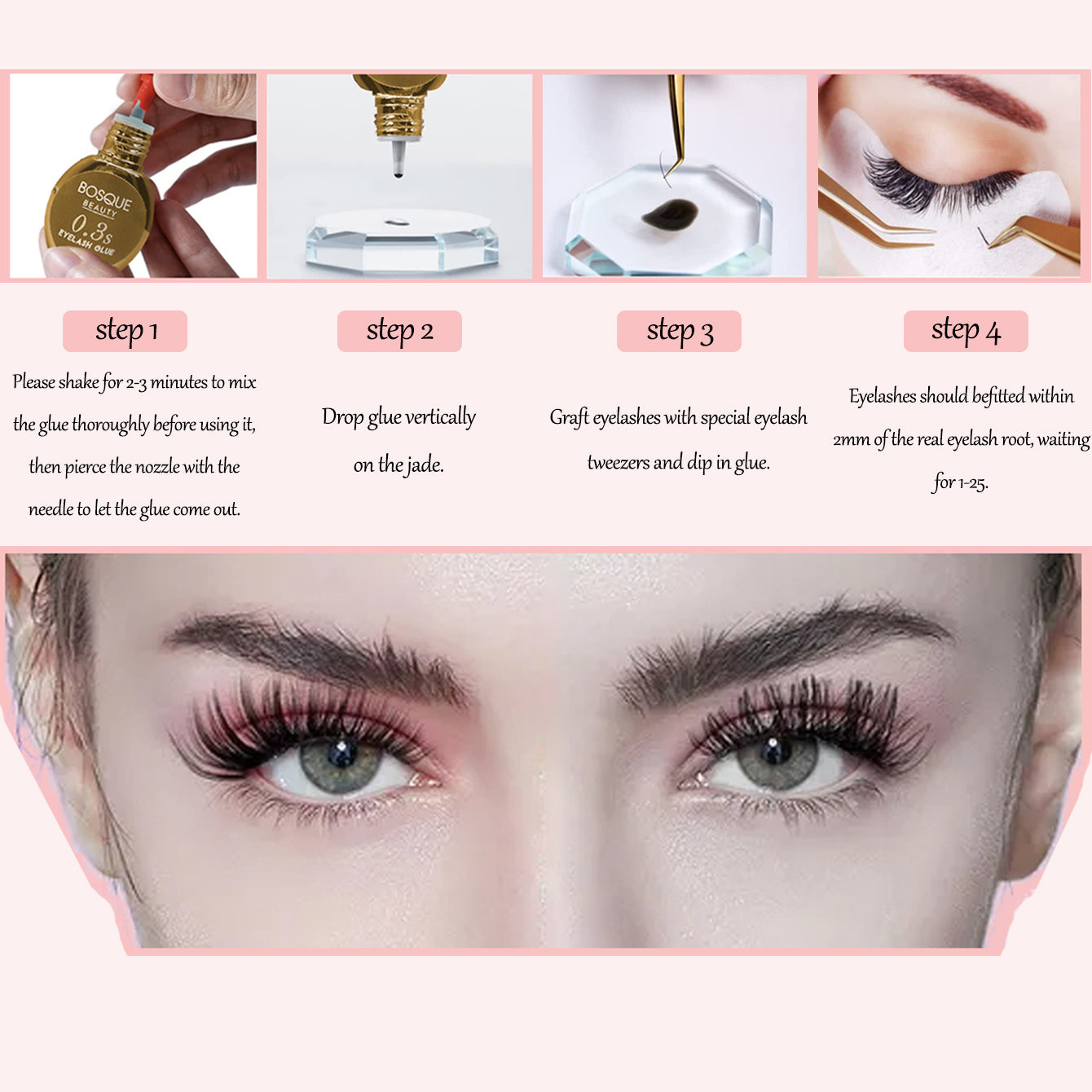 Eyelash Extension Glue 0.3 Second Drying  Black Waterproof Lash Adhesive for Professional USE ONLY
