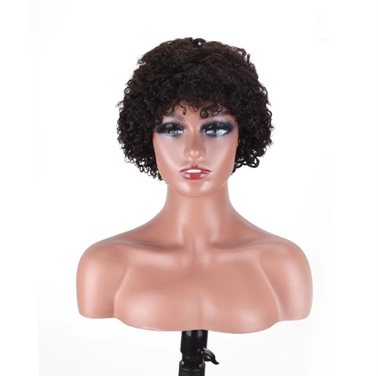 200% Density Short Human Hair Wig for Daily Use Natural Black Color BOSQUE Beauty