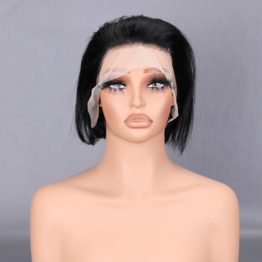 13x4 Lace Frontal Human Hair Wig 200% Density Short Curly Bob Pre Plucked & Bleached Knots BOSQUE Beauty