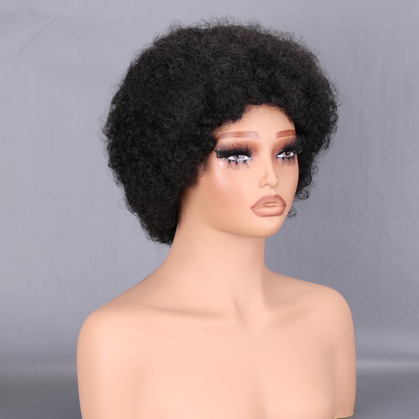 Afro Curly Human Hair Wig 200% Density Natural Black Full Afro Kinky Curly Hair Pouf Wig for Women BOSQUE Beauty