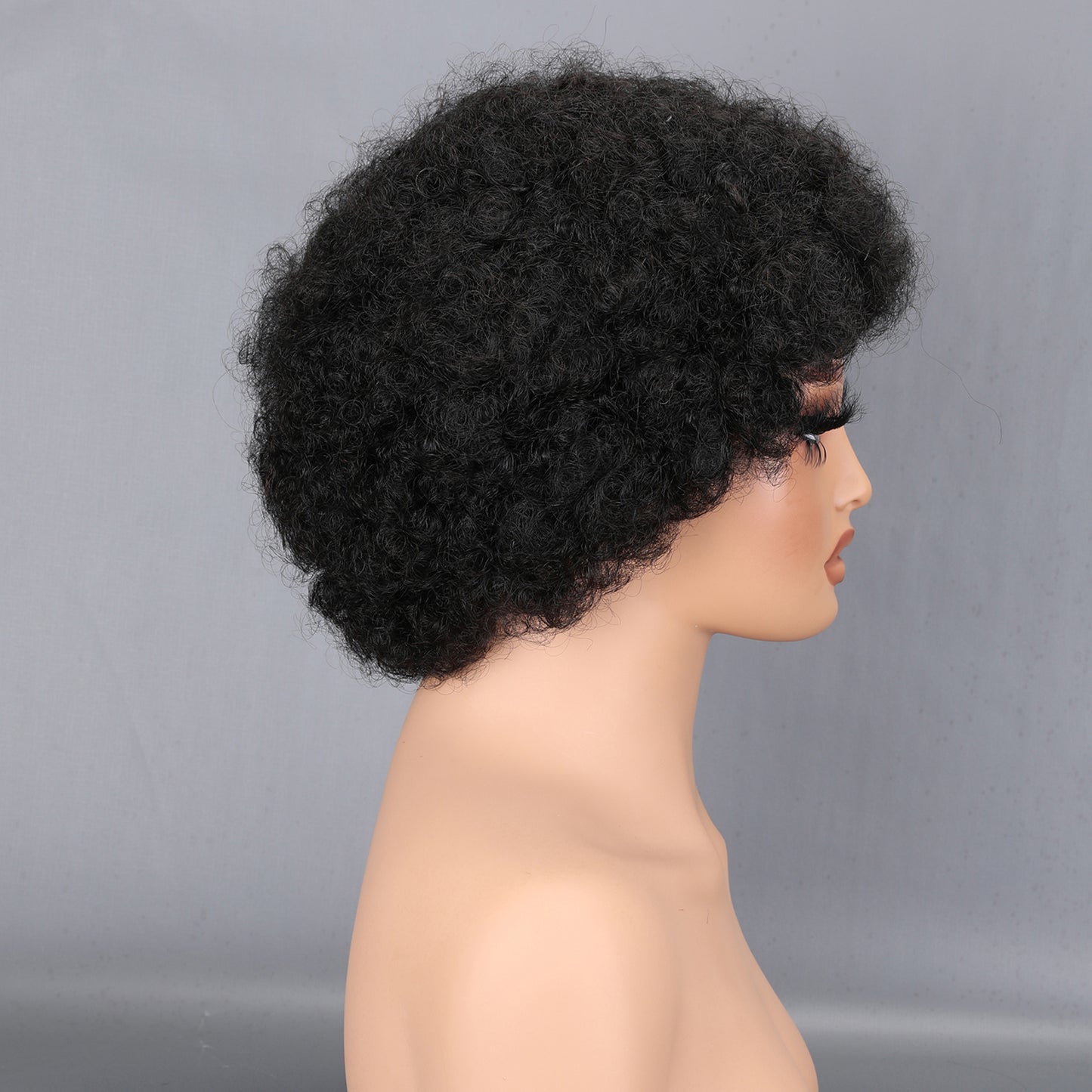Afro Curly Human Hair Wig 200% Density Natural Black Full Afro Kinky Curly Hair Pouf Wig for Women BOSQUE Beauty