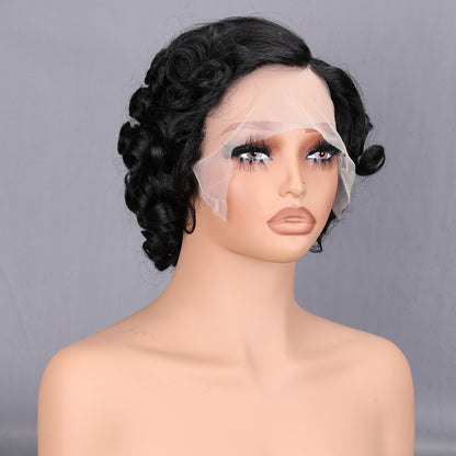 13x4 Lace Frontal Human Hair Bob Wig 200% Density Short Curly Bleached Knots Natural Black Heat Resistant BOSQUE Beauty