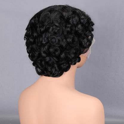 13x4 Lace Frontal Human Hair Bob Wig 200% Density Short Curly Bleached Knots Natural Black Heat Resistant BOSQUE Beauty