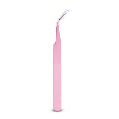 A pair of pink eyelash tweezers
