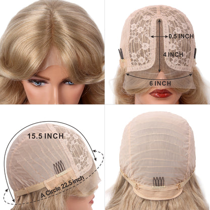 Ombre Blonde Lace Front Women Synthetic Wigs150% Density Middle Part Synthetic Hair