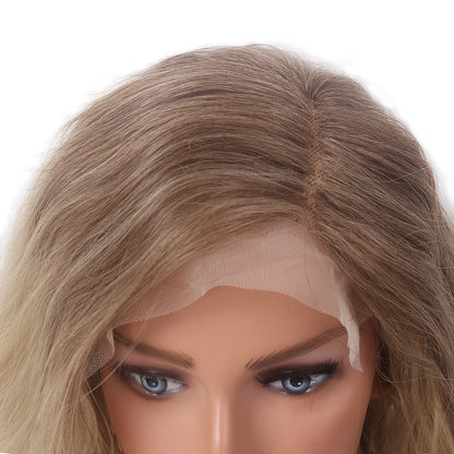 Natural Wave Short Women Lace Front Synthetic Wigs T-Part Lace Middle Length Lace Curly Wigs