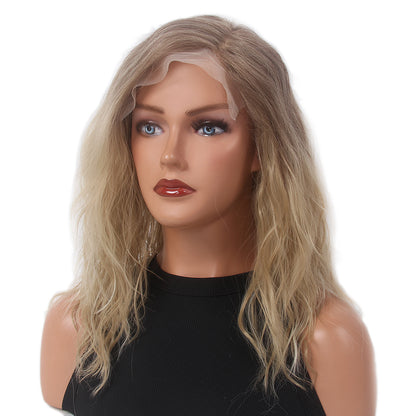 Natural Wave Short Women Lace Front Synthetic Wigs T-Part Lace Middle Length Lace Curly Wigs