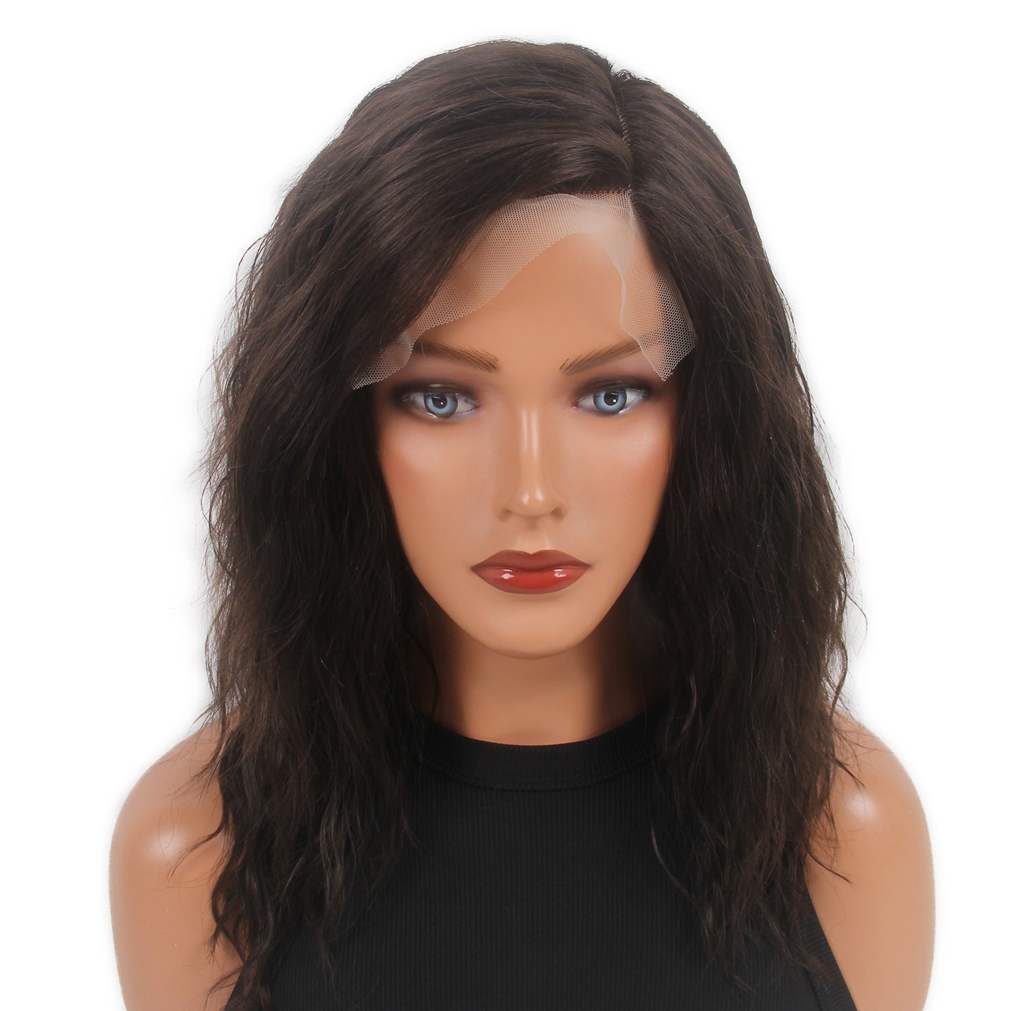 Natural Wave Short Women Lace Front Synthetic Wigs Middle Length Lace Curly Wigs