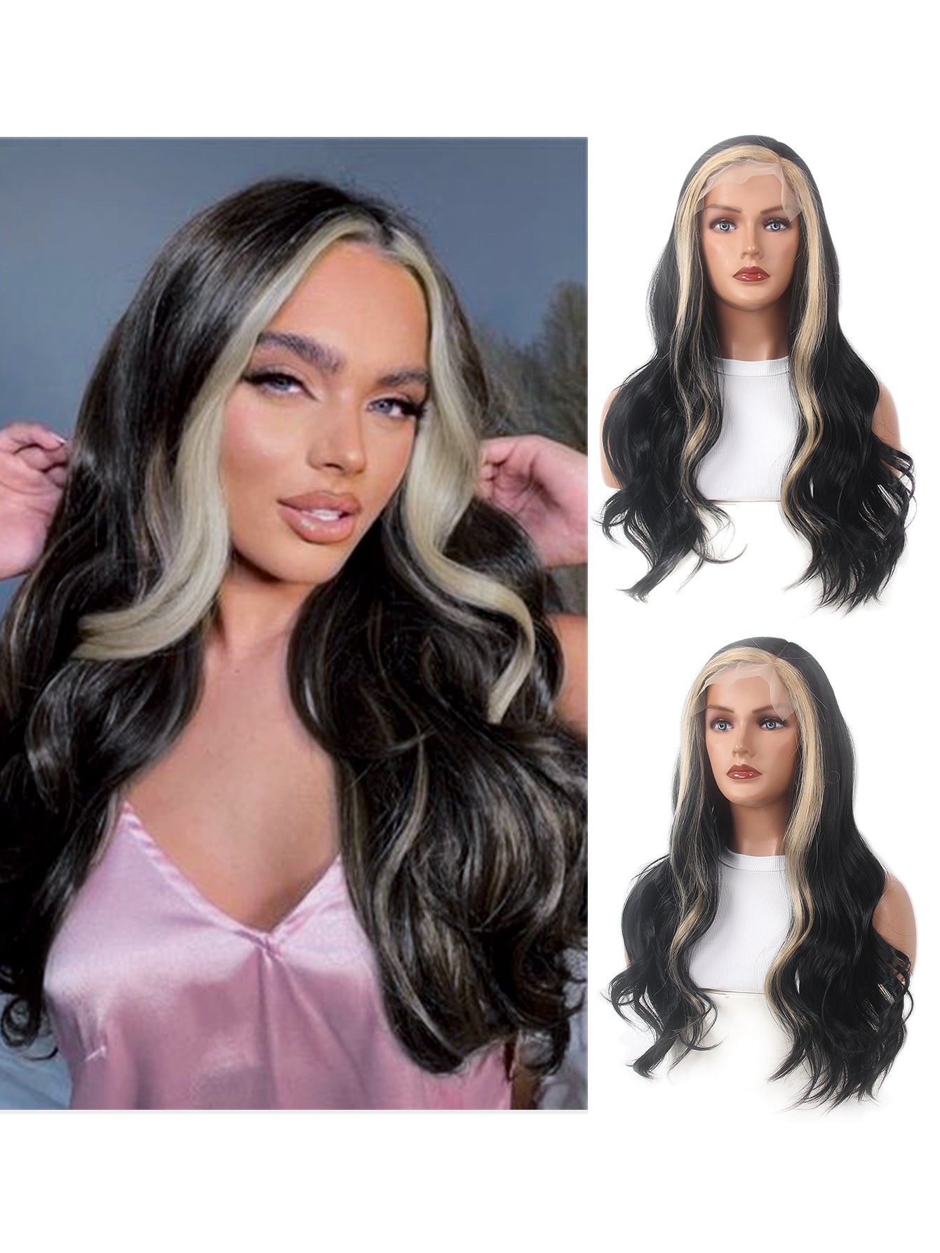 BLack Women Lace Front Natural Wave Synthetic Wigs Lace Curly Wigs