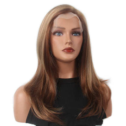 Brown Highlight Natural Wave Short Women Lace Front Synthetic Wigs