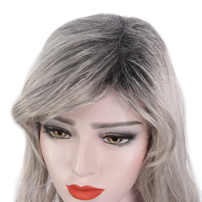 Long Gray Layer Women Wigs Wavy Synthetic Hair for Cosplay, Halloween, and Everyday Use