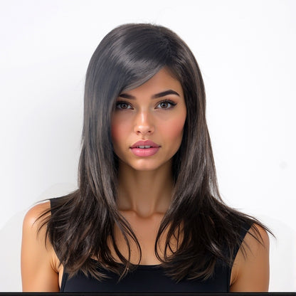 Long Straight Layer Women Wigs Wavy Wig with Bangs for Women Cosplay, Halloween, Everyday Use