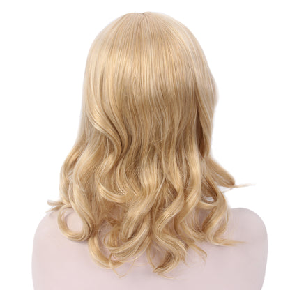 Curly Bob Wigs Short Waving Middle Part Middle Length Synthetic Hair for Women, Perfect for Everyday Use