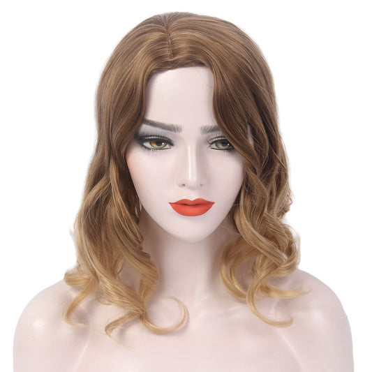 Pelucas Bob rizadas con ondas cortas y raya al medio para mujeres, perfectas para cosplay, Halloween y uso diario. 