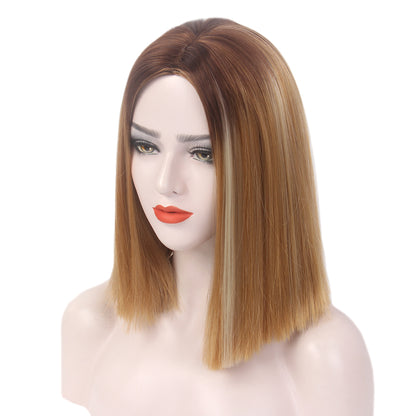 Bob Wigs Short Straight Middle Part Synthetic Hair for Women Easy to Style