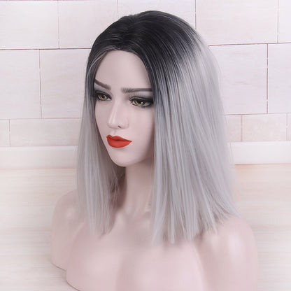 Bob Wigs Short Straight Middle Part Synthetic Hair for Women