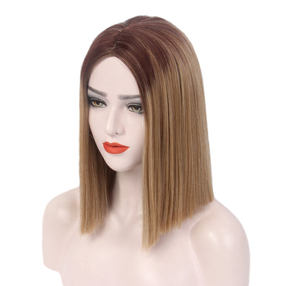 Bob Wigs Short Straight Middle Part Synthetic Hair for Women Natural Looking